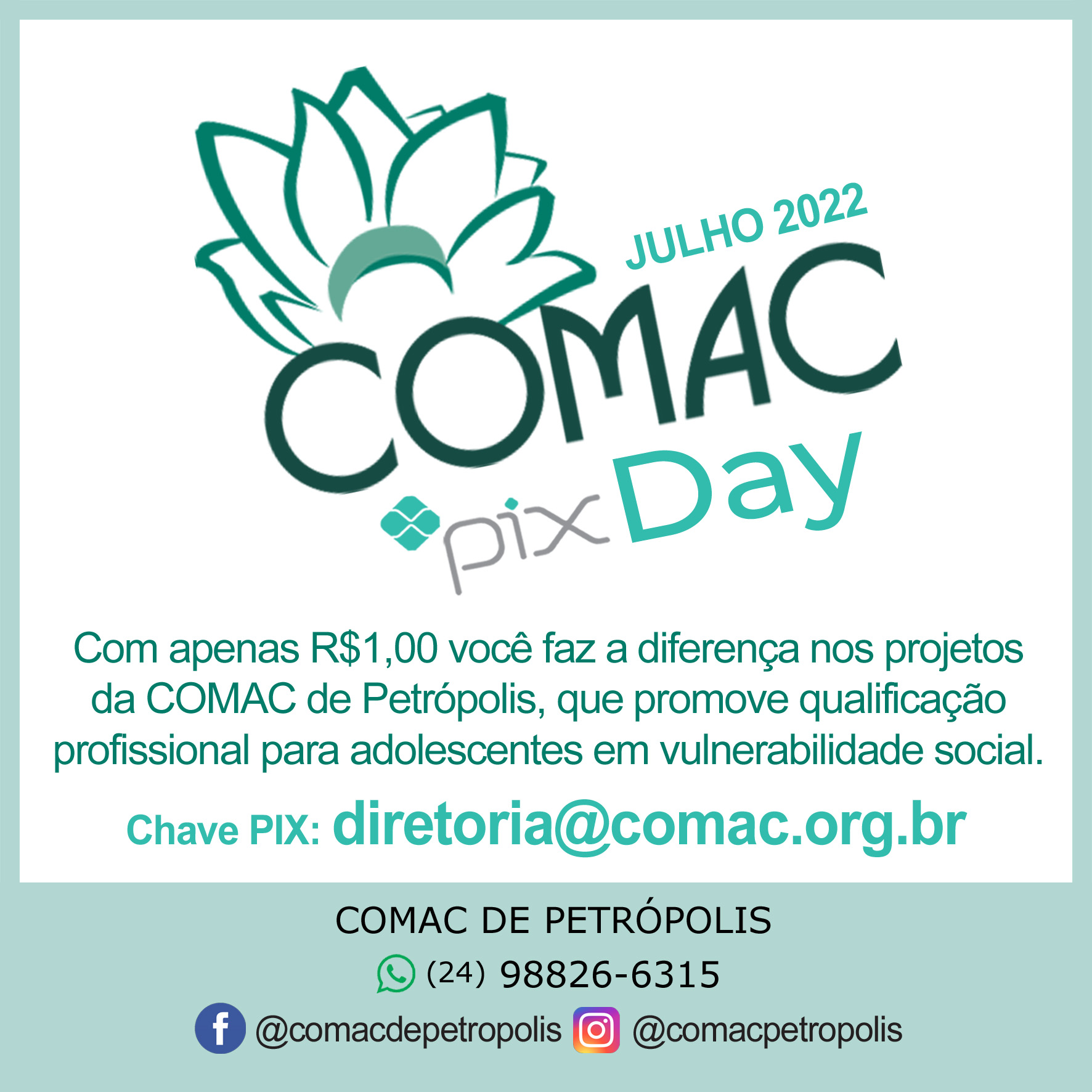 Comac promove segundo Pix Day nesta quarta-feira