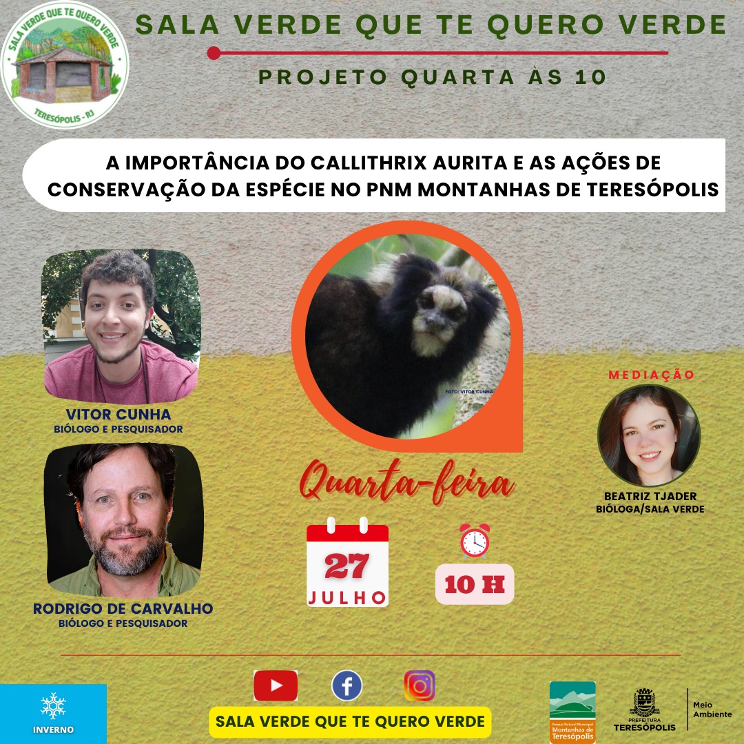 ‘Quarta às 10’: A preservação de espécie de primata em área do Parque Municipal é tema de palestra nesta quarta, 27/07