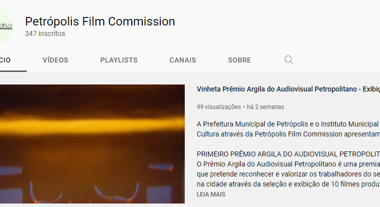 Filmes que estão concorrendo ao Troféu Argila 2022 podem ser vistos no canal do Youtube do Petrópolis Film Commission