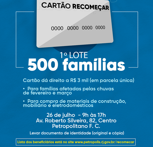 Prefeitura inicia entrega do Cartão Recomeçar