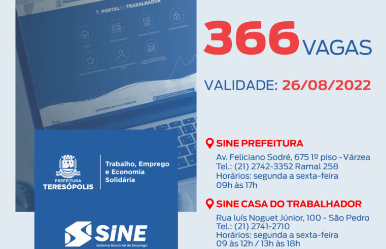 Programa ‘Emprega Terê’ divulga 366 vagas de emprego no SINE Teresópolis