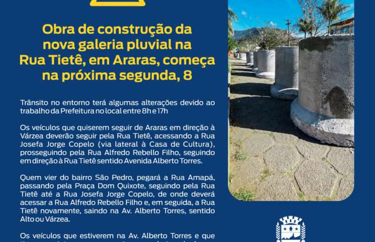 Construção da nova galeria pluvial na Rua Tietê, em Teresópolis, começa nesta segunda-feira