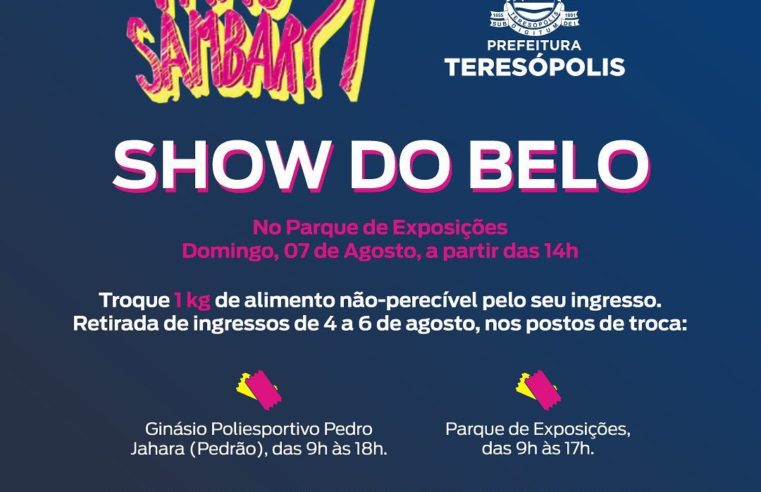 Troque Alimento não perecível por ingresso para o Shows de Samba neste domingo em Teresópolis