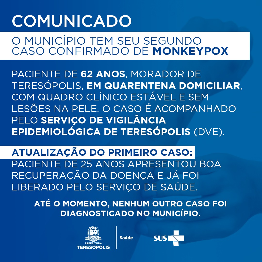 Secretaria de Saúde de Teresópolis notifica segundo caso de Monkeypox