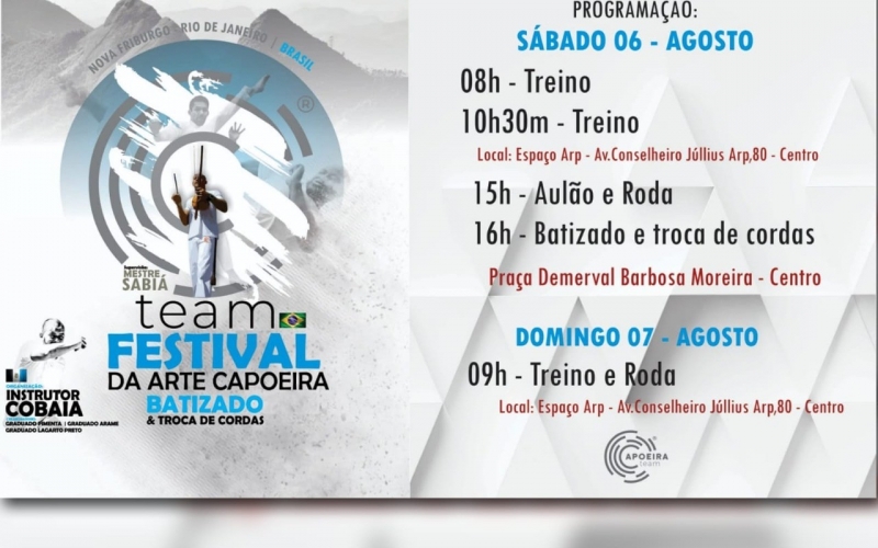 Festival de Capoeira vai ser realizado no próximo fim de semana em Nova Friburgo