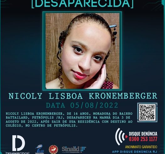Petropolitana, de 16 anos, está desaparecida