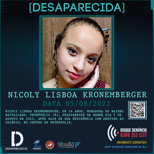 Petropolitana, de 16 anos, está desaparecida