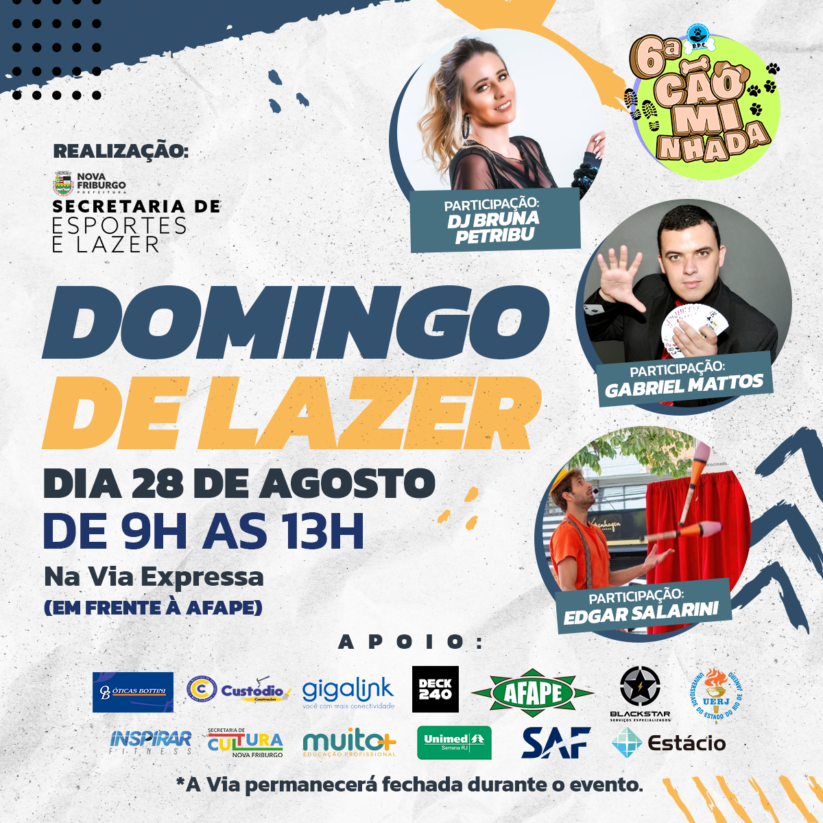 Mais uma edição do Domingo de Lazer acontece neste fim de semana em Nova Friburgo