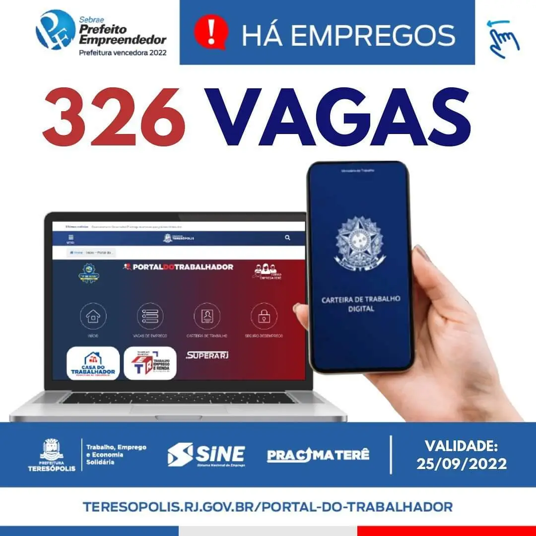 Feirão Emprega Terê tem 326 vagas de emprego até domingo, 25/09