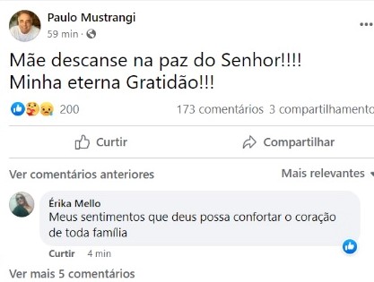 Morre mãe do vice-prefeito de Petrópolis, Paulo Mustrangi