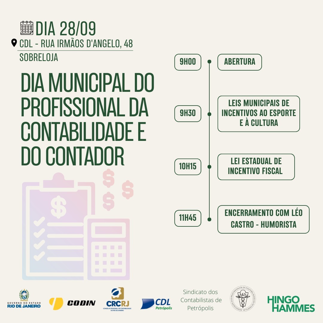 Evento vai reunir contadores e contabilistas de Petrópolis na próxima quarta-feira