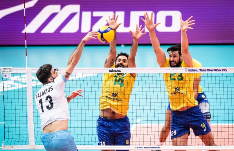 Brasil despacha Argentina e se classifica à semi do Mundial de Vôlei