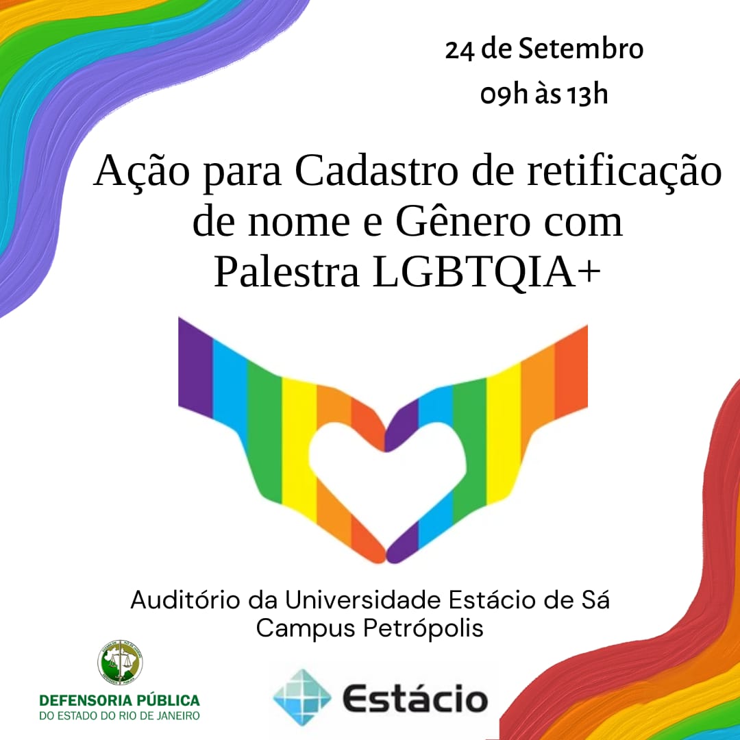 Ação para cadastro de retificação de gênero e palestra sobre LGBTQIA+ acontece neste sábado (24)