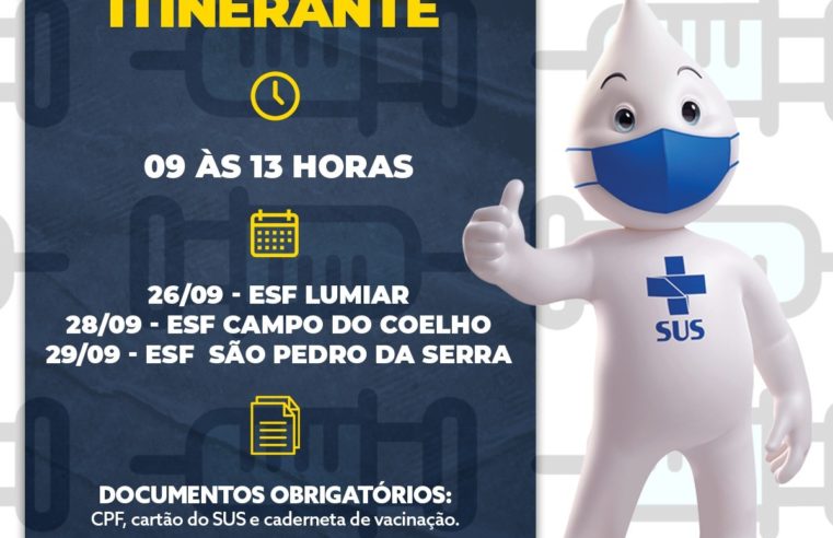 Multivacinação: Lumiar, Campo do Coelho e São Pedro da Serra terão campanha de imunização na próxima semana