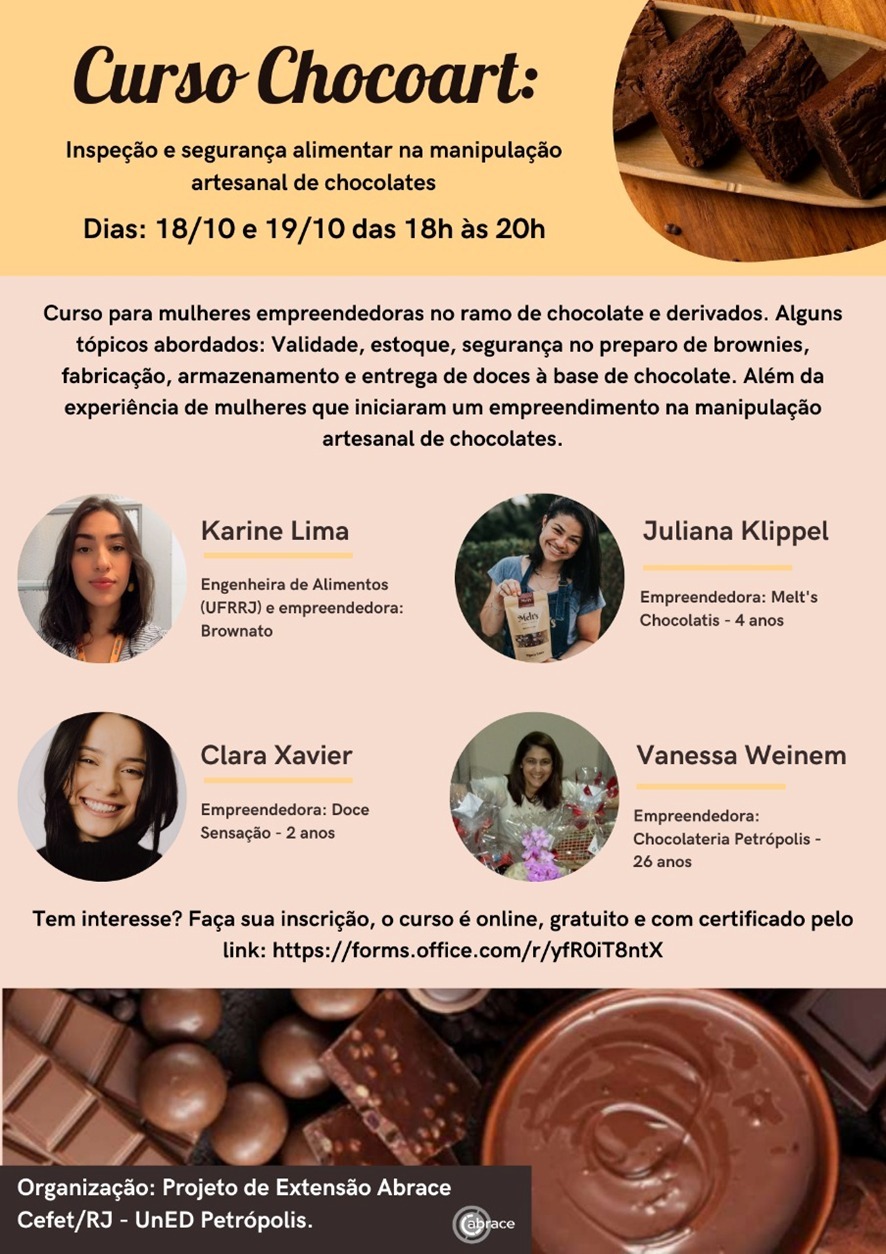 Cefet/RJ Petrópolis oferta curso on-line e gratuito de segurança alimentar na produção artesanal de chocolates
