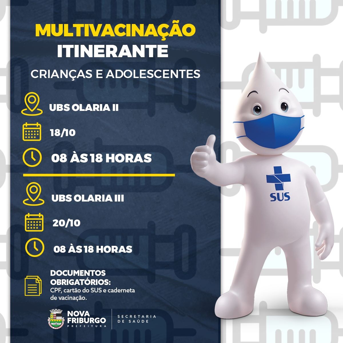 Multivacinação Itinerante: Campanha será em Olaria na próxima semana
