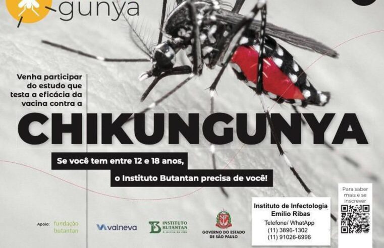 Instituto recruta voluntários para teste de vacina contra chikungunya