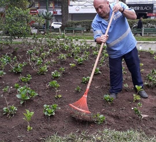 Praça Getúlio Vargas, em Nova Friburgo, recebe manutenção paisagística