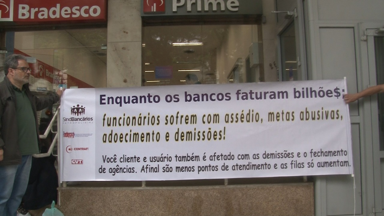 Sindicato dos Bancários realiza manifestação na tarde dessa quinta-feira (22) em Petrópolis