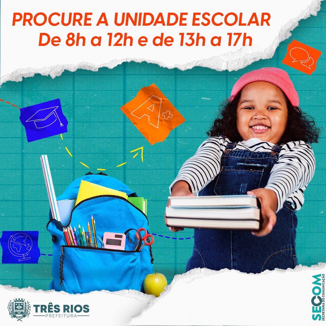 Matrículas para rede municipal de ensino começam nesta segunda, 16, em Três Rios