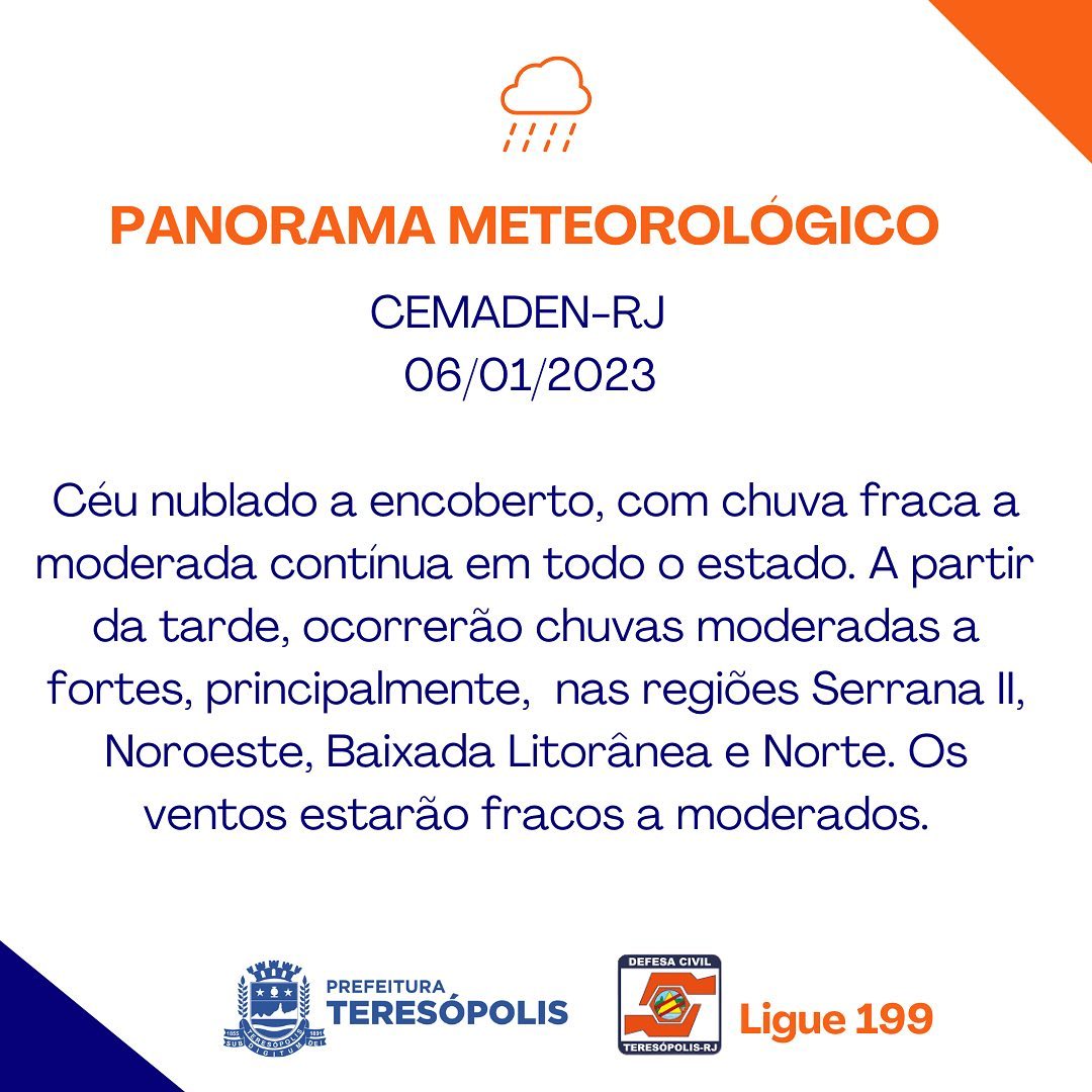 Defesa Civil de Teresópolis é acionada para ocorrências provocadas pela chuva