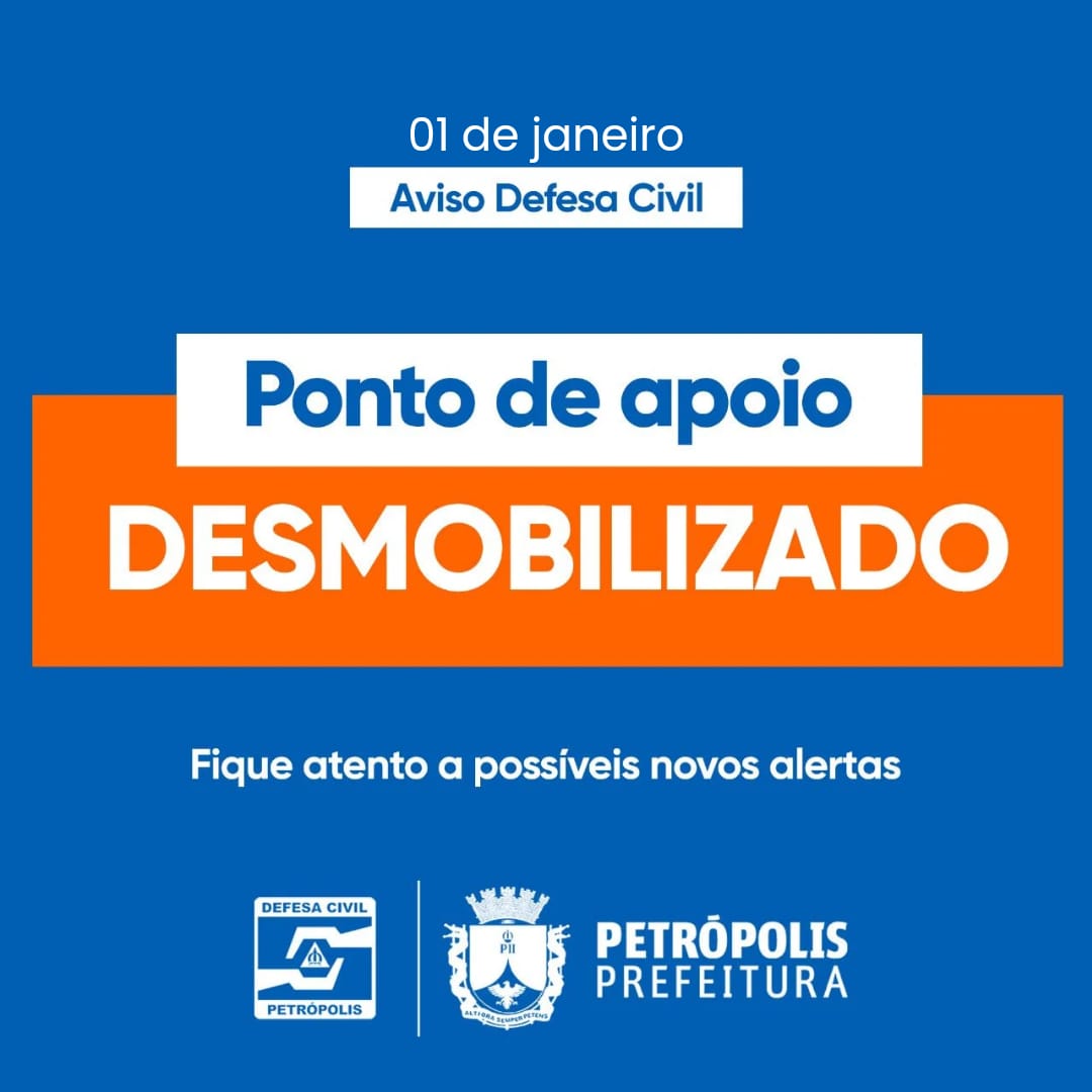 Defesa Civil desmobiliza ponto de apoio em Itaipava