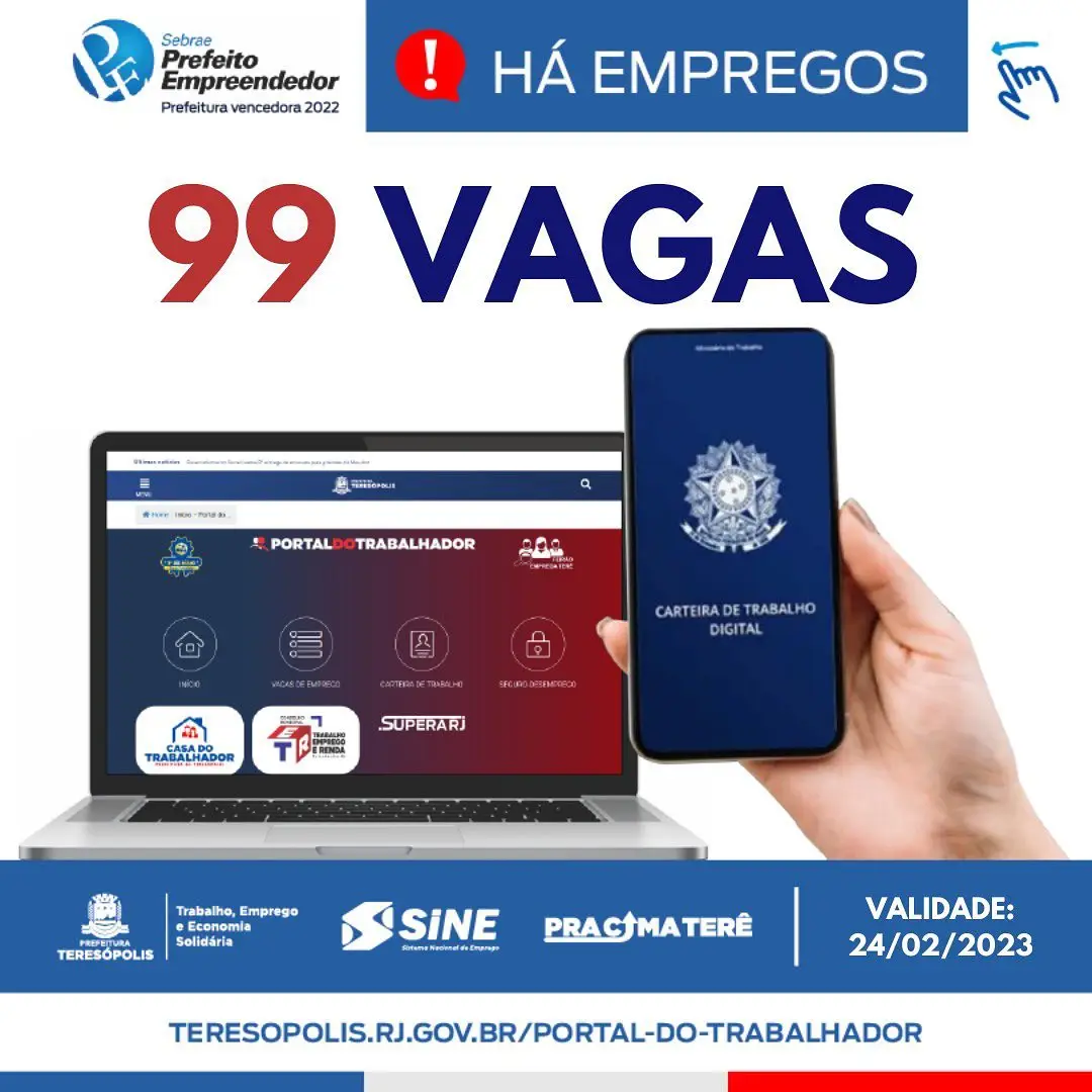 Programa ‘Emprega Terê’: Teresópolis tem 99 vagas de emprego até 24 de fevereiro