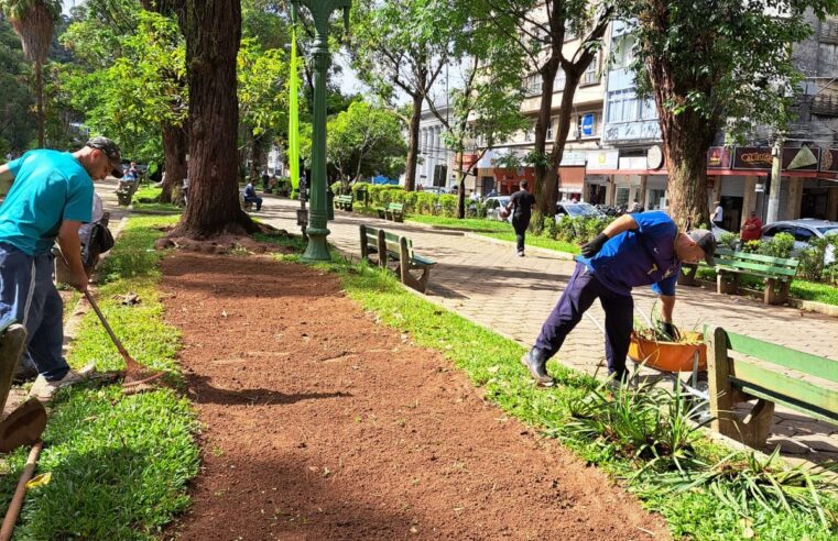PRAÇA GETÚLIO VARGAS  RECEBE PREPARATIVOS PARA INÍCIO DO SERVIÇO DE DESTOCA EM NOVA FRIBURGO