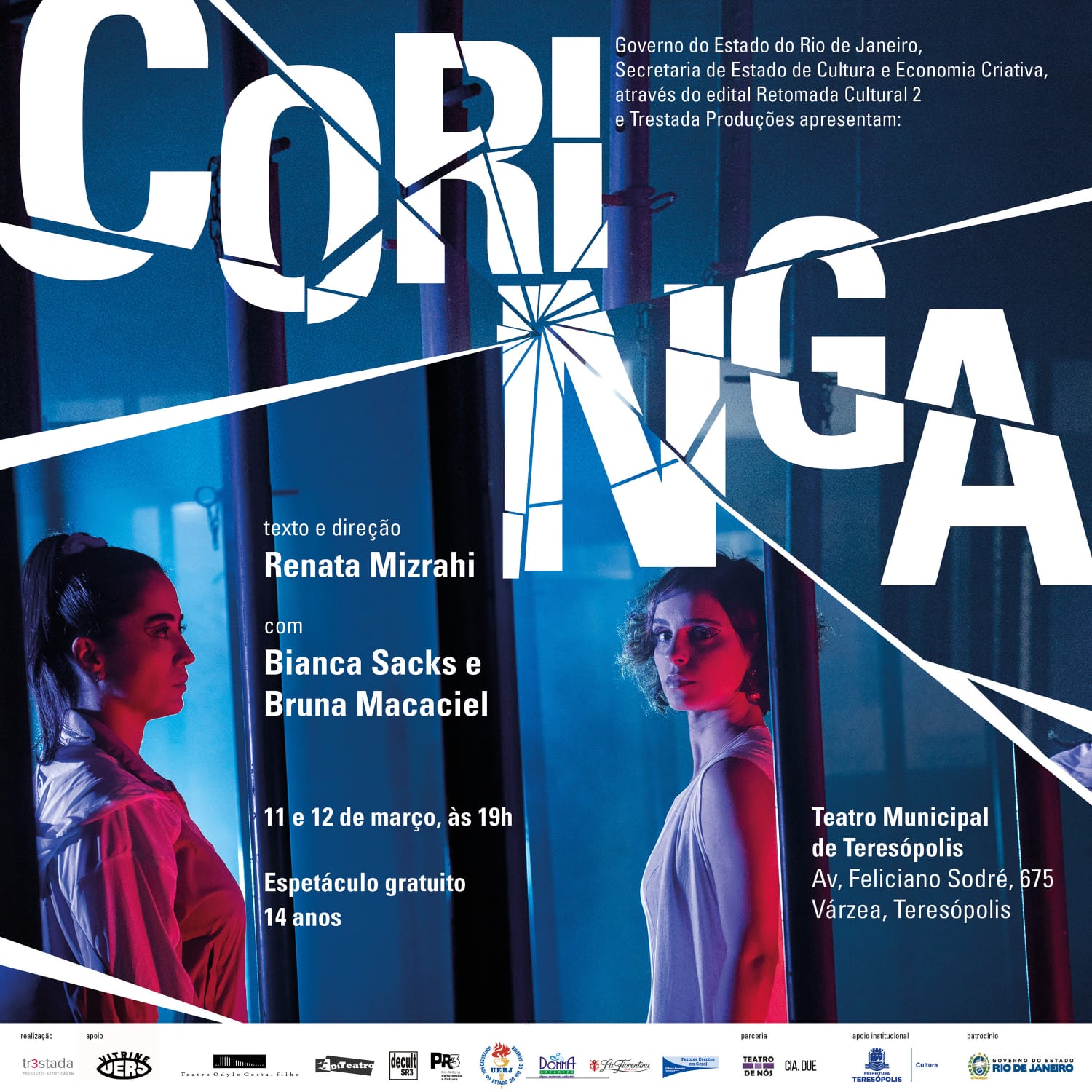 Peça Coringa será encenada neste fim de semana, 11 e 12/03, no Teatro Municipal de Teresópolis
