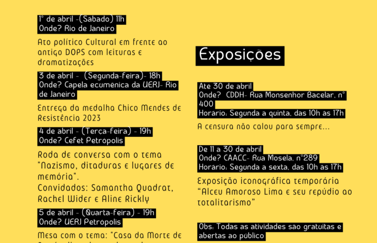 Semana da Memória, Verdade e Justiça começou no último sábado (01)