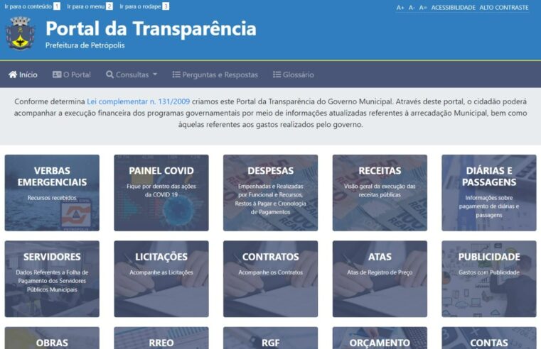 Petrópolis está entre as 20 cidades que apresentam inconsistências nos portais de transparência, segundo o Tribunal de Contas do Estado