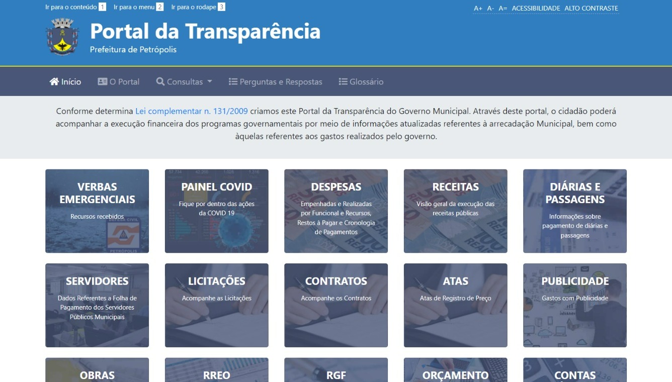 Petrópolis está entre as 20 cidades que apresentam inconsistências nos portais de transparência, segundo o Tribunal de Contas do Estado