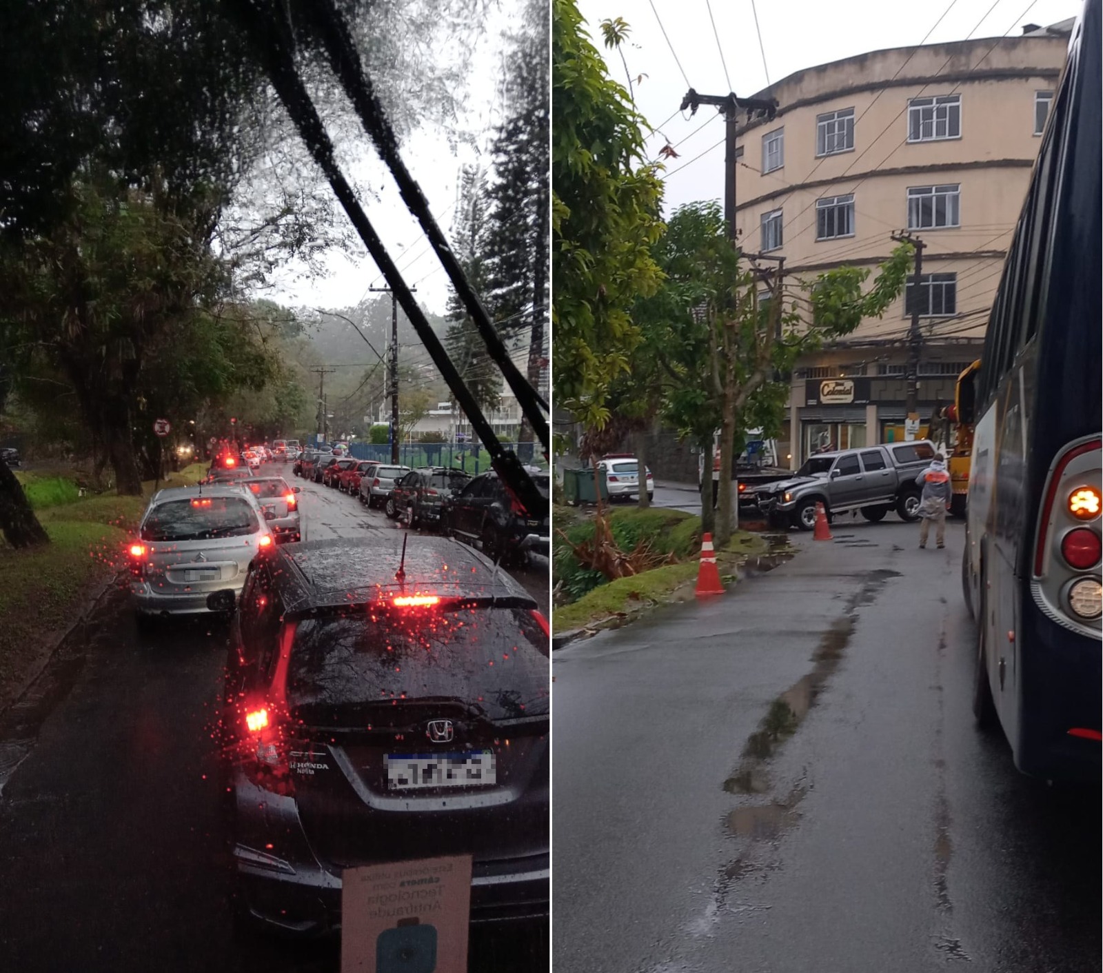 Retirada de veículo, que caiu no rio, causa atraso em linhas de ônibus em Petrópolis