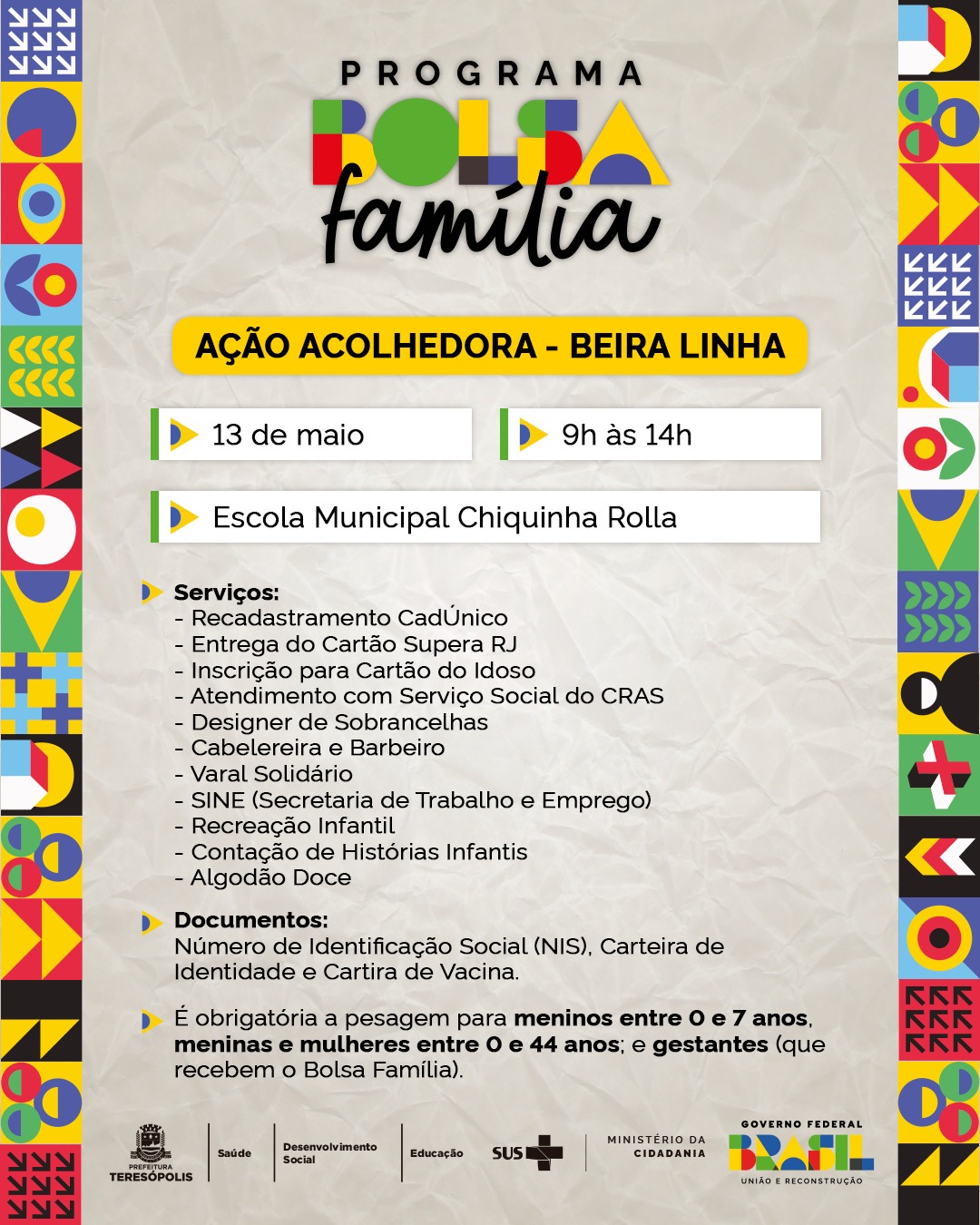 Secretarias Municipais de Teresópolis realizam ações de atendimento para o bolsa família neste sábado