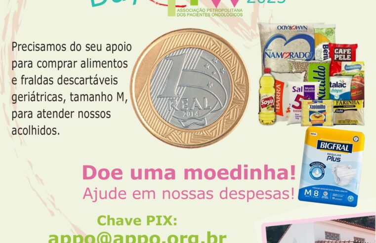 Pix Day de junho da APPO será destinado para compra de alimentos e fraldas descartáveis