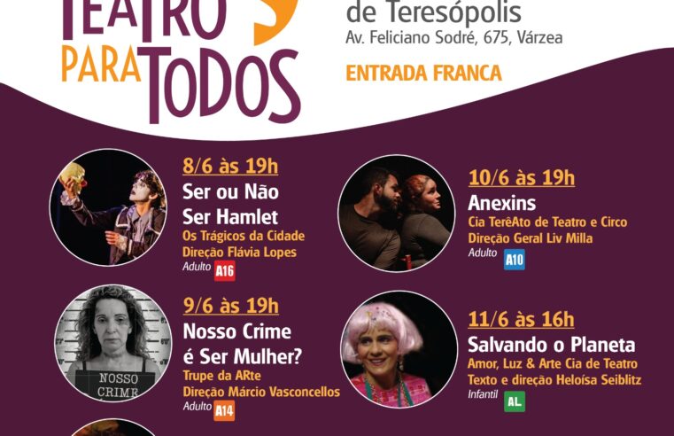 Festival ‘Teatro para Todos’ acontece de quinta a domingo em Teresópolis