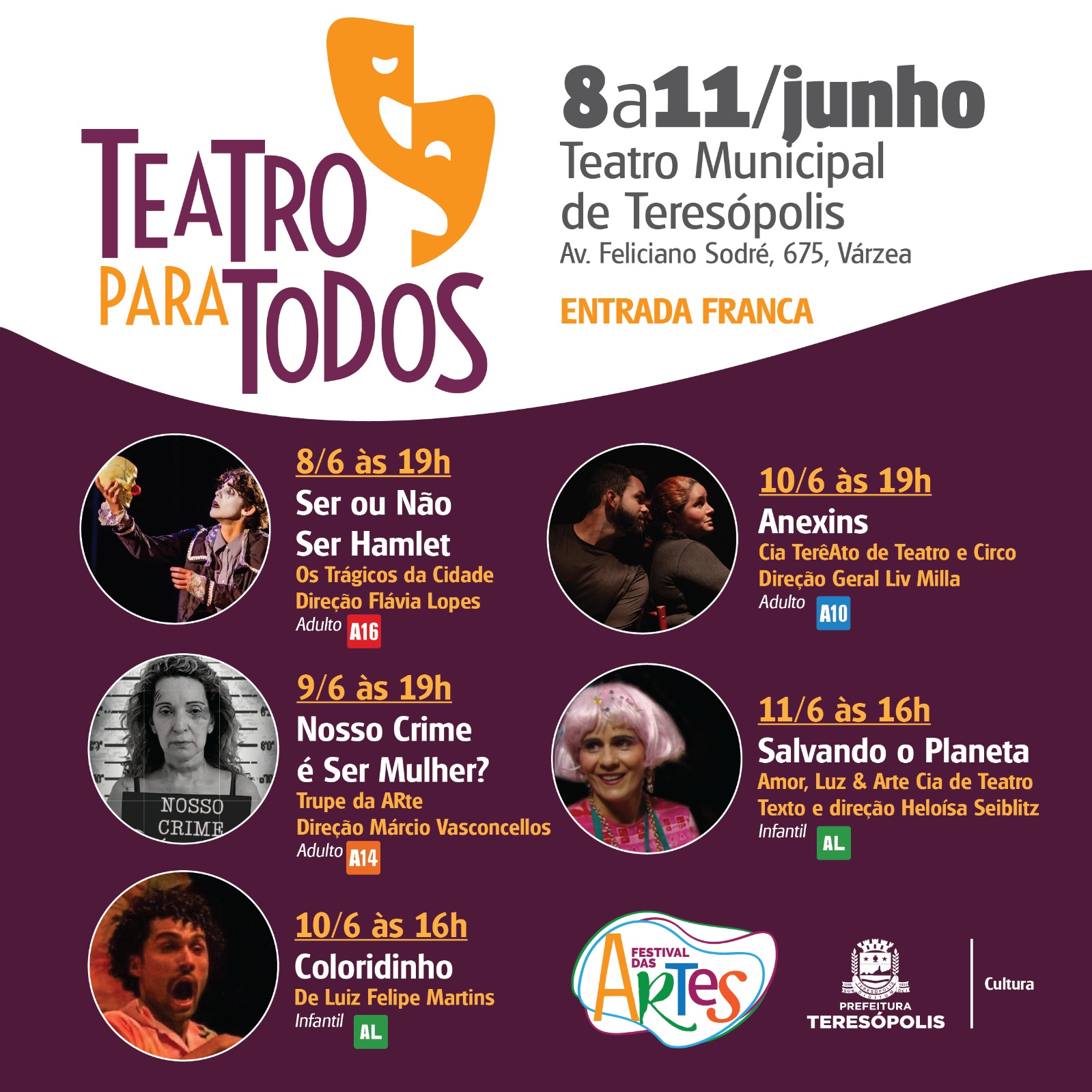 Festival ‘Teatro para Todos’ acontece de quinta a domingo em Teresópolis