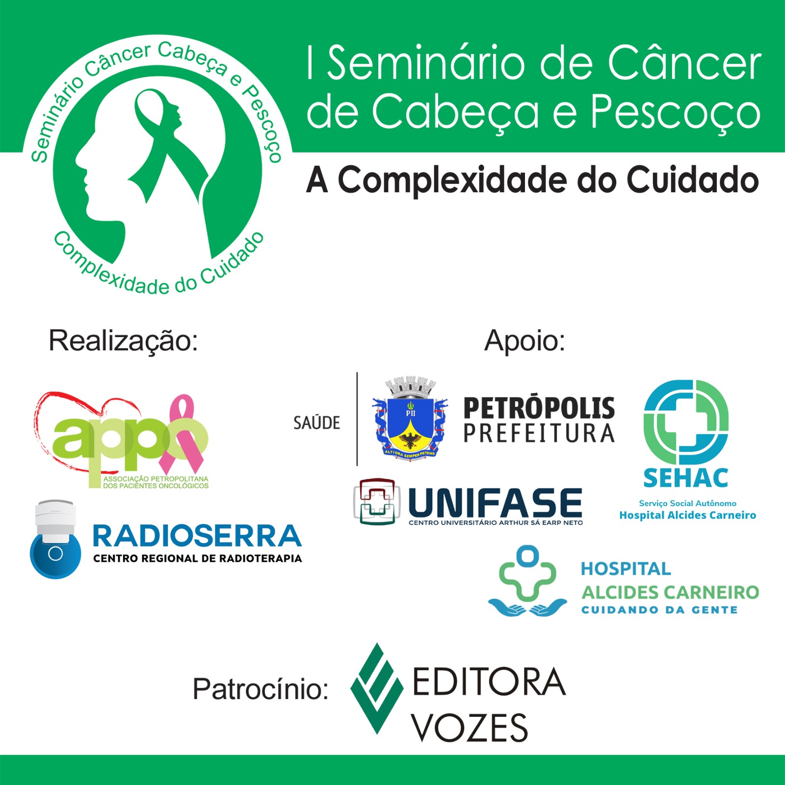 Abertas as inscrições para o “I Seminário de Câncer de Cabeça e Pescoço – A Complexidade do Cuidado”