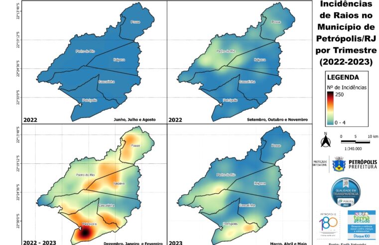 Incidência de raios: Petrópolis realiza estudo de frequência de raios no último semestre