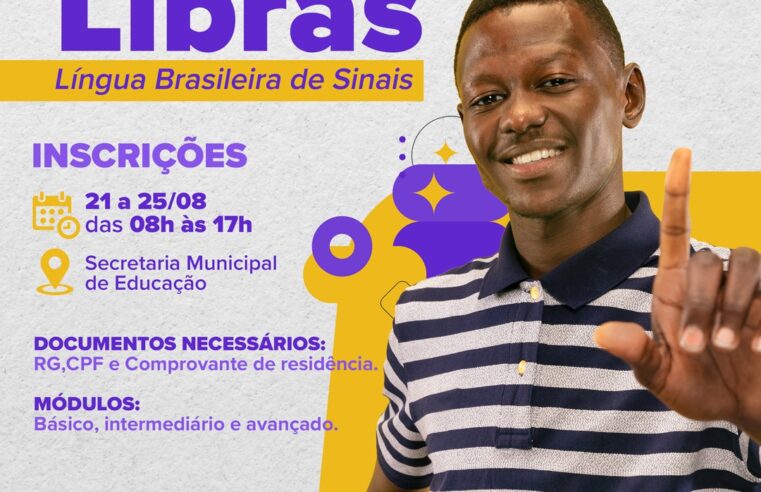 Inscrições para o Curso de Libras Segundo Semestre de 2023 começam segunda-feira (21) em Paraíba do Sul
