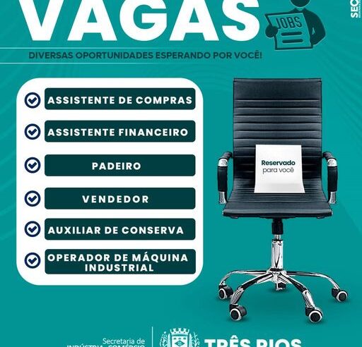 Três Rios: programa TR+Emprego oferece diversas vagas esta semana