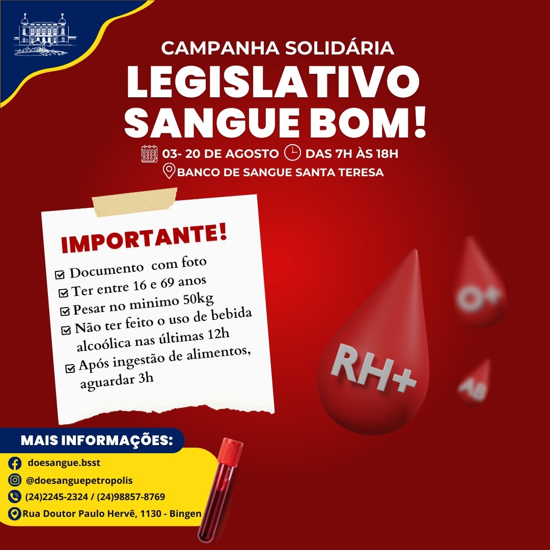 Câmara Municipal promove campanha de doação de sangue