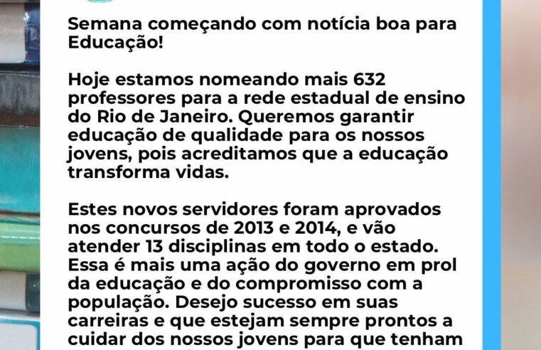 632 professores concursados para as escolas estaduais foram nomeados nesta segunda-feira (14)