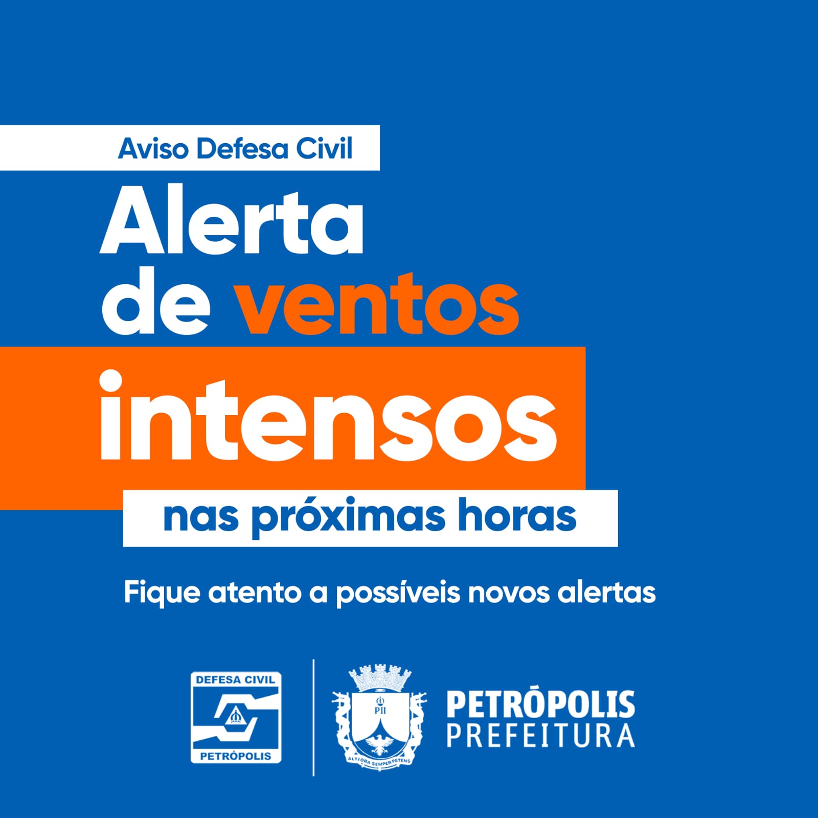 Rajadas de vento de intensidade moderada a forte estão previstas para Petrópolis