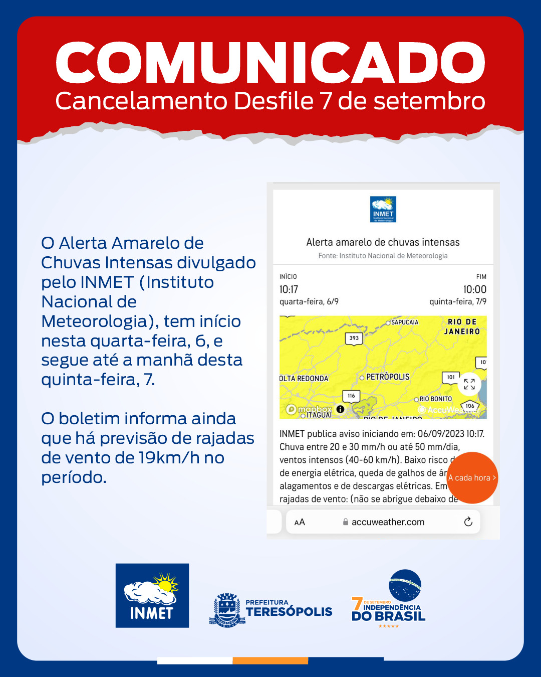 Cancelamento Desfile 7 de setembro