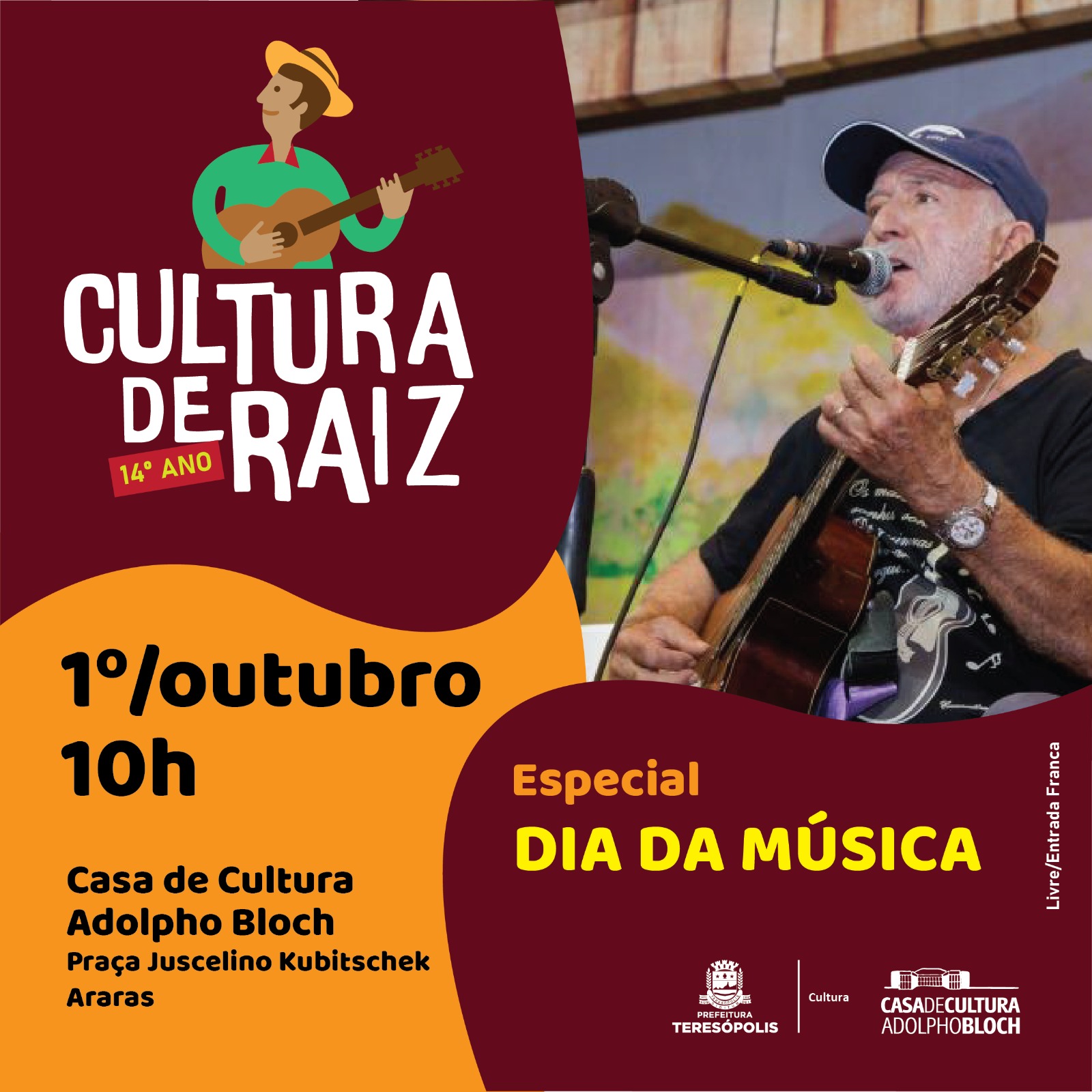 Cultura de Raiz: Artistas celebram o Dia Mundial da Música na Casa de Cultura de Teresópolis