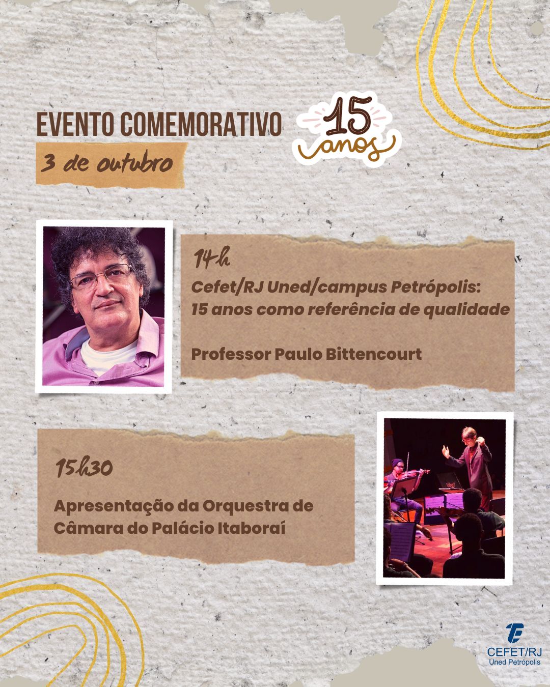 Cefet/RJ Petrópolis terá palestra sobre sua história e apresentação da Orquestra de Câmara do Palácio Itaboraí no próximo dia 3