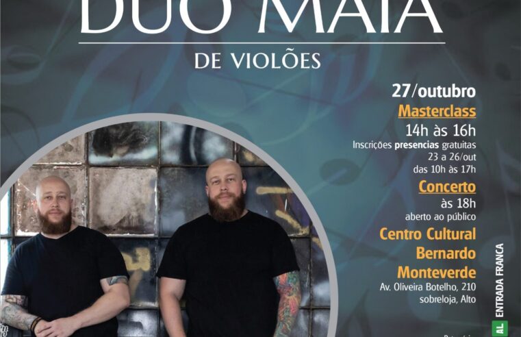 Duo Maia apresenta concerto de violões e masterclass na Escola de Música de Teresópolis 