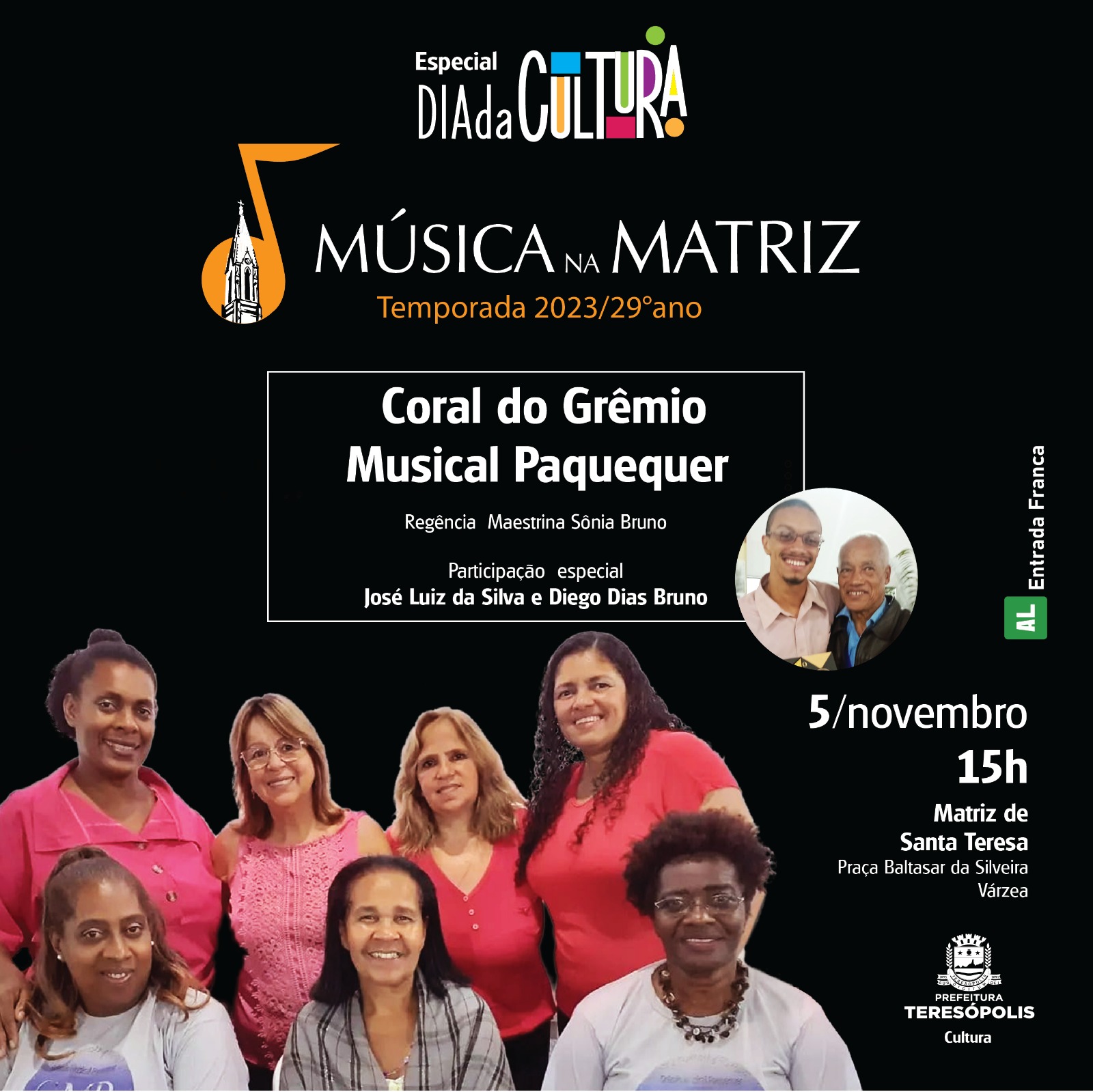 Música na Matriz:Coral do Grêmio Musical Paquequer é a atração no Dia Nacional da Cultura