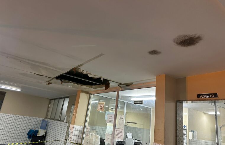 Teto de hospital cai após chuva Forte em Nova Friburgo